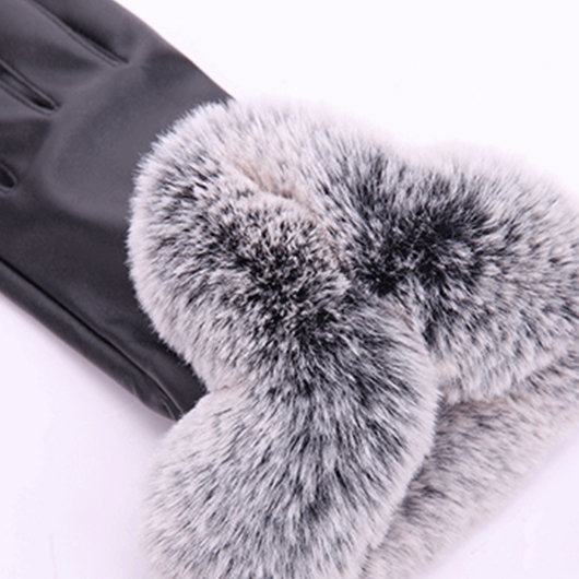Black accessories,Plain Color accessories,Black Warming Leather Full Finger Gloves