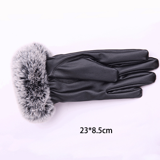 Black accessories,Plain Color accessories,Black Warming Leather Full Finger Gloves