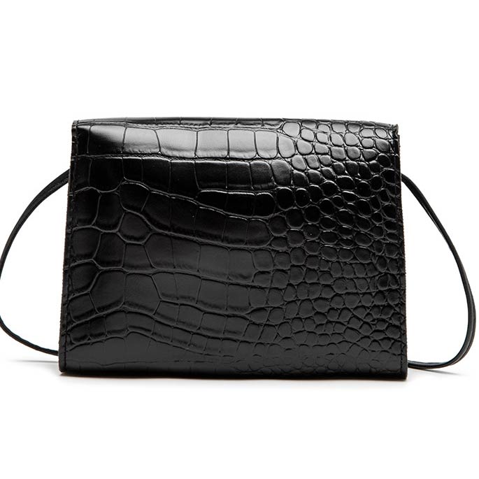 Black accessories,Plain Color accessories,Turnlock Design Black Contrast Shoulder Bag