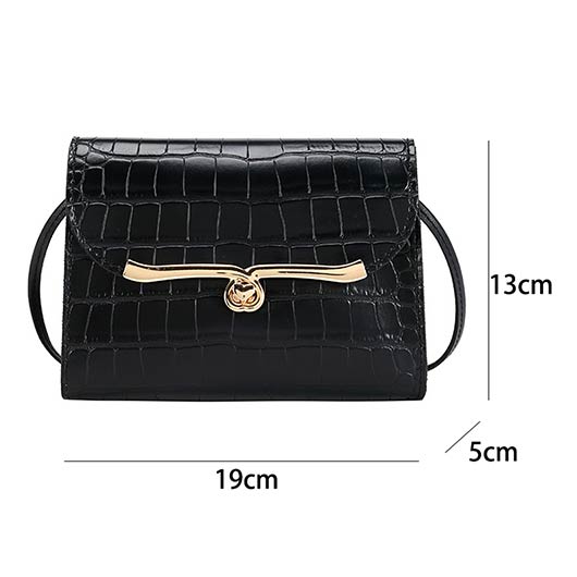 Black accessories,Plain Color accessories,Turnlock Design Black Contrast Shoulder Bag