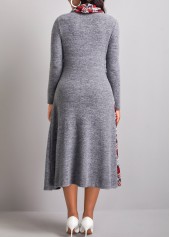 Dark Grey dresses,Plaid dresses,ROTITA Button Tartan Print Dark Grey Dress