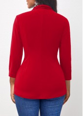 Red tops,Plain Color tops,ROTITA Red 3/4 Sleeve Twist Front T Shirt