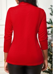 Red tops,Plain Color tops,ROTITA Red 3/4 Sleeve Twist Front T Shirt