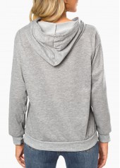 Light Grey Marl tops,Letter tops,Pocket Letter Print Light Grey Marl Hoodie