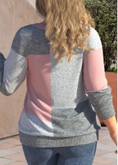 Light Pink plus size,Contrast Color plus size,ROTITA Plus Size Light Pink Contrast Color Sweatshirt