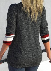 Dark Grey plus size,Geometric plus size,ROTITA Plus Size Drawstring Geometric Print Dark Grey T Shirt