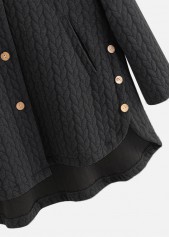Black outerwear & coats,Plain Color outerwear & coats,Pocket Black Hooded Long Sleeve Coat