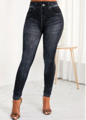 Jean skinny noir taille haute avec braguette zippée