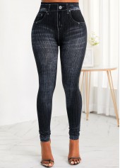 Black bottoms,Plain Color bottoms,Pocket Black Skinny Zipper Fly High Waisted Jeans