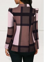 Multi Color plus size,Plaid plus size,ROTITA Plus Size Zipper Plaid Multi Color High Neck Jacket