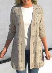 ROTITA Plus Size Lace Light Camel Long Sleeve Coat