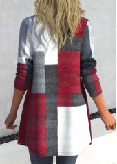 Dark Grey Marl plus size,Geometric plus size,ROTITA Plus Size Long Sleeve Geometric Print Dark Grey Marl Coat