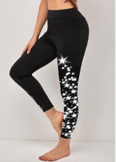 ROTITA Christmas Tree Print Black High Waisted Leggings