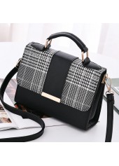 Magnetic Black Houndstooth Print Shoulder Bag