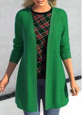 ROTITA Lace Green Long Sleeve Open Front Coat