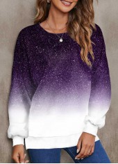 Rotita Ombre Lila Rundhals-Langarm-Sweatshirt