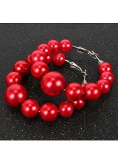 Red jewelry,Plain Color jewelry,1 Pair Round Red Faux Pearls Plastic Earrings