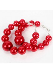 Red jewelry,Plain Color jewelry,1 Pair Round Red Faux Pearls Plastic Earrings