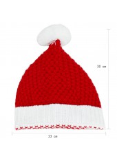 Red accessories,Contrast Color accessories,Christmas Red Contrast Acrylic Beanie Hat