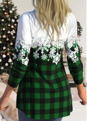 Green plus size,Ombre plus size,Christmas plus size,Plaid plus size,ROTITA Plus Size Drawstring Snowflake Print Green Cowl Neck Sweatshirt