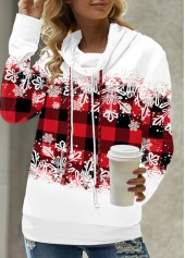 Red plus size,Plaid plus size,Geometric plus size,Ombre plus size,ROTITA Plus Size Plaid Red Cowl Neck Long Sleeve Sweatshirt