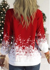 Red tops,Christmas tops,Ombre tops,ROTITA Christmas Tree Print Red Round Neck Sweatshirt