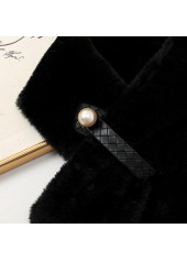 Black accessories,Plain Color accessories,Pearl Design Black Faux Fur Scarf