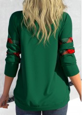 Blackish Green tops,Plaid tops,Geometric tops,ROTITA Drawstring Plaid Blackish Green Square Neck Sweatshirt