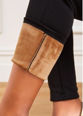 Black bottoms,Plain Color bottoms,Elastic Waist Black Pocket Skinny Pants