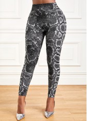 Grey bottoms,Animal Print bottoms,Snakeskin Print High Waisted Grey Leggings