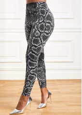 Grey bottoms,Animal Print bottoms,Snakeskin Print High Waisted Grey Leggings