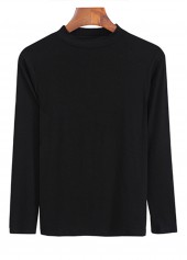 Black Stand Collar Long Sleeve T Shirt