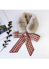 Red accessories,Houndstooth accessories,Plaid accessories,Houndstooth Print Tie Faux Fur Red Scarf