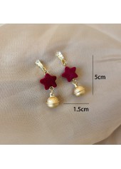 Wine Red jewelry,Geometric jewelry,Metal Wine Red Star Design Earrings