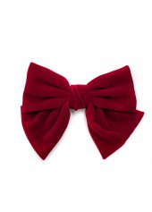 Wine Red accessories,Plain Color accessories,Velvet Wine Red Bowknot Design Barrette