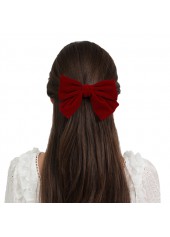 Velvet Wine Red Bowknot Design Barrette