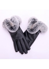 Black Warming Leather Full Finger Gloves