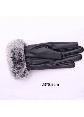 Black accessories,Plain Color accessories,Black Warming Leather Full Finger Gloves