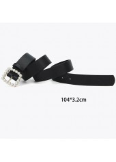 Black accessories,Plain Color accessories,Square Black Pearl Design Leather Belt