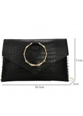 Black accessories,Plain Color accessories,Black Chains Crocodile Pattern Magnetic Shoulder Bag