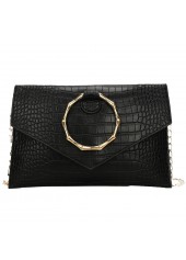 Black Chains Crocodile Pattern Magnetic Shoulder Bag