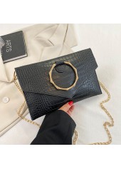 Black accessories,Plain Color accessories,Black Chains Crocodile Pattern Magnetic Shoulder Bag