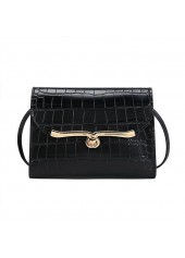 Turnlock Design Black Contrast Shoulder Bag