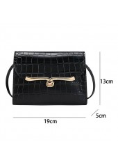 Black accessories,Plain Color accessories,Turnlock Design Black Contrast Shoulder Bag