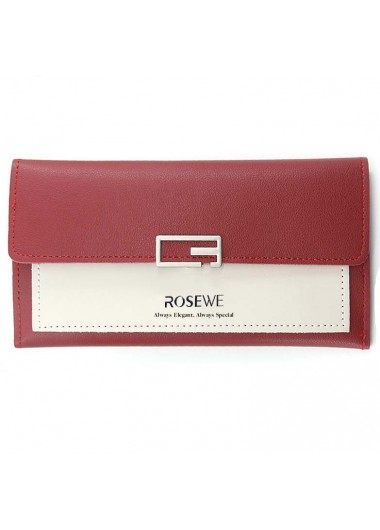 Wine Red accessories,Contrast Color accessories,Letter Print Wine Red Magnetic Card Holder