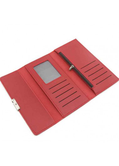 Wine Red accessories,Contrast Color accessories,Letter Print Wine Red Magnetic Card Holder