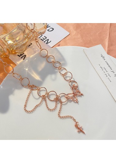 Gold jewelry,Plain Color jewelry,Butterfly Design Metal Detail Gold Necklace