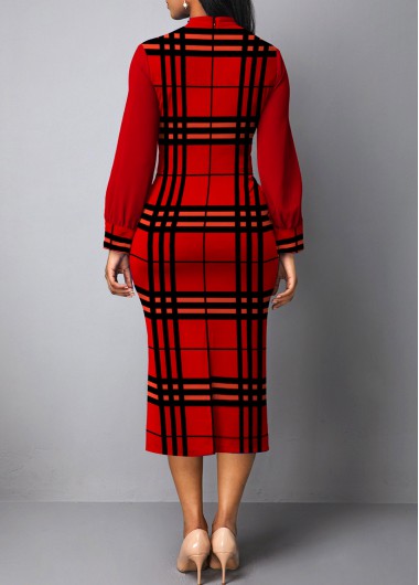 Red dresses,Plaid dresses,ROTITA Patchwork Plaid Red Two Piece Suit Dress