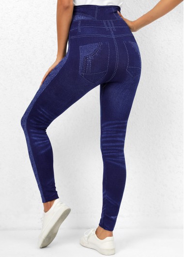 Denim Blue bottoms,Other bottoms,Denim Blue High Waisted Printed Leggings
