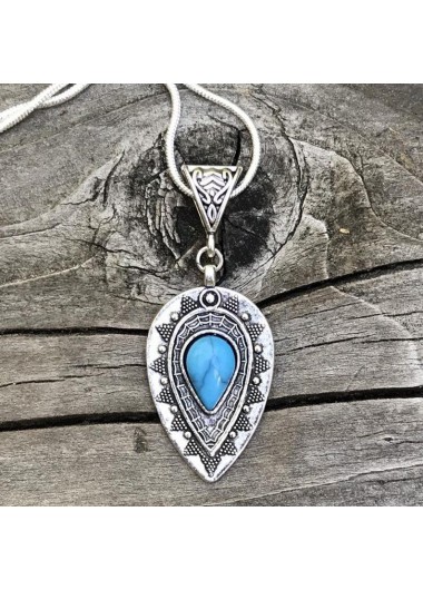 Silver jewelry,Other jewelry,Silver Teardrop Design Metal Detail Necklace